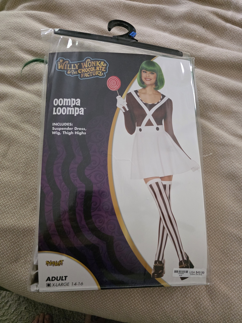 XL Willy Wonka Oompa Loompa Costume - White, Brown & Green